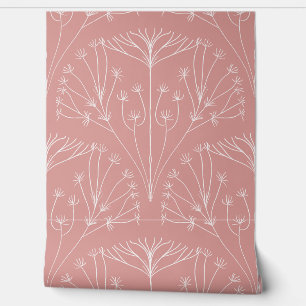 Papier Peint Féminin botanique ombellifère floral rose poussiér