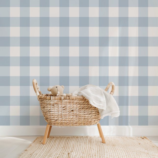 Papier Peint Ferme En vichy Dusty Blue (Créateur téléchargé)