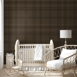 Papier Peint Ferme moderne Brown Plaid Rustique Lodge Cabine