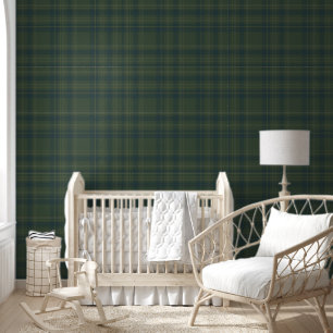Papier Peint Ferme moderne Green Plaid Rustic Lodge Cabine