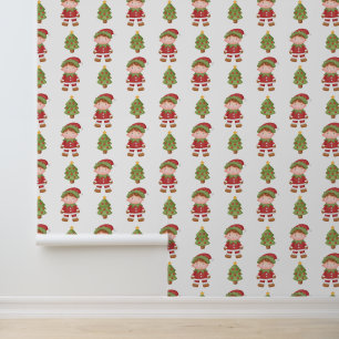 Papier Peint Festif Noël elf carrelé