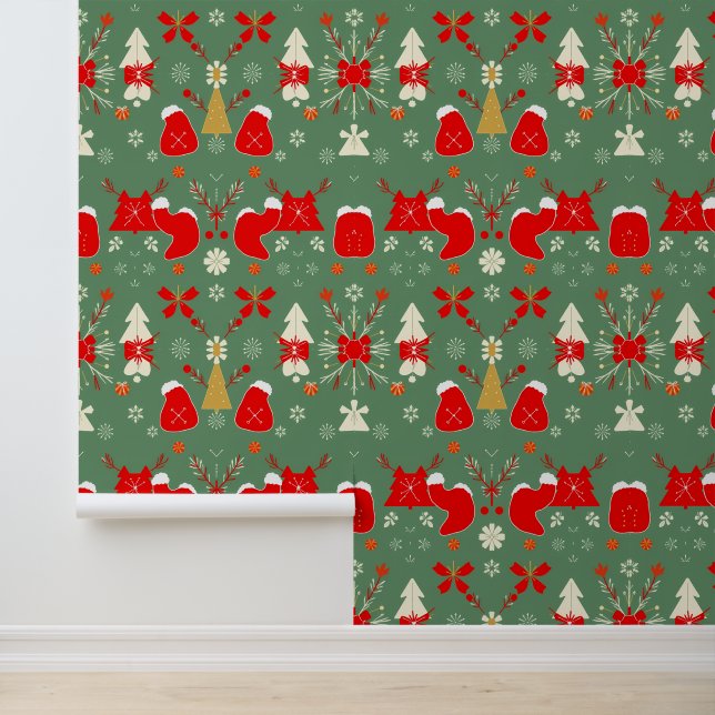 Papier Peint Festif Noël Motif Design (Application)