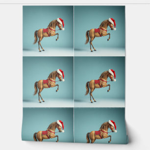 Papier Peint Festive Equestrian Bliss : Cheval en Christ Fond d