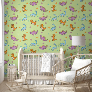 Papier Peint Fête de Dinosaures Colorés