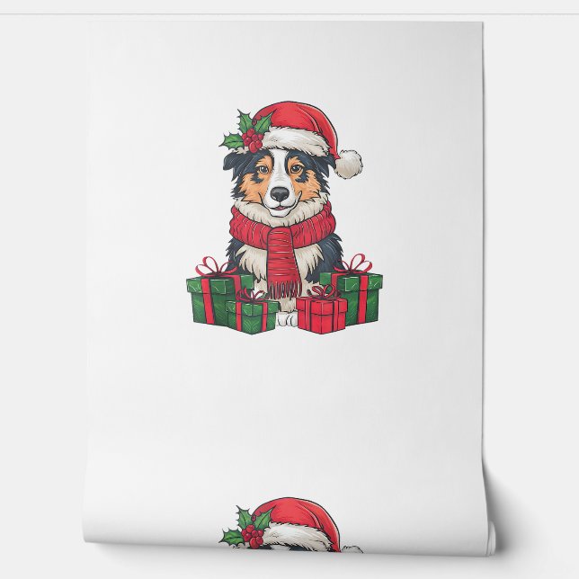 Papier Peint Fêtes de Noël du chien berger australien (Déroulement)