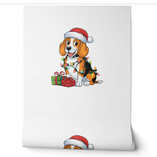 Papier Peint Feu de Noël Feu de Noël Beagle de chapeau de Noël