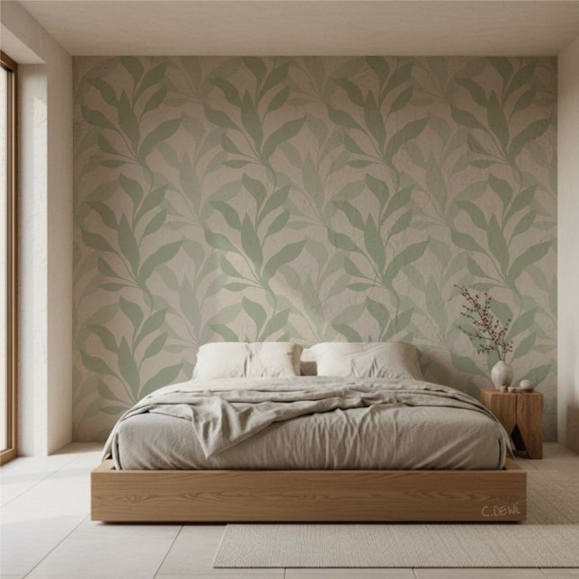 Papier Peint Feuillage dans des feuilles de sauge douces élégan (Créateur téléchargé)