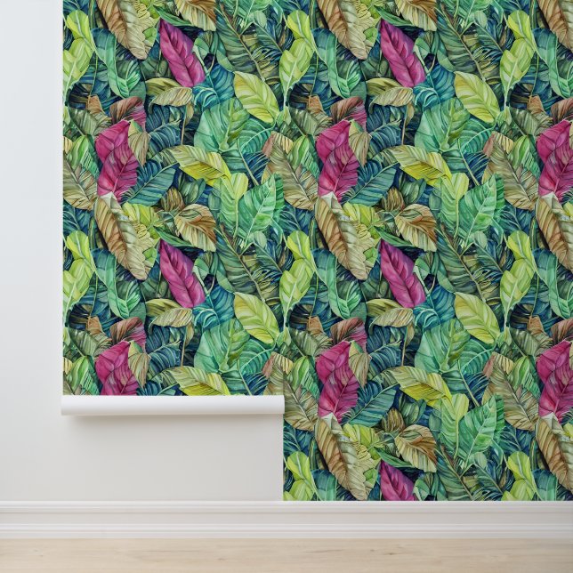 Papier Peint Feuillage de feuille de jungle verdure nature trop (Application)