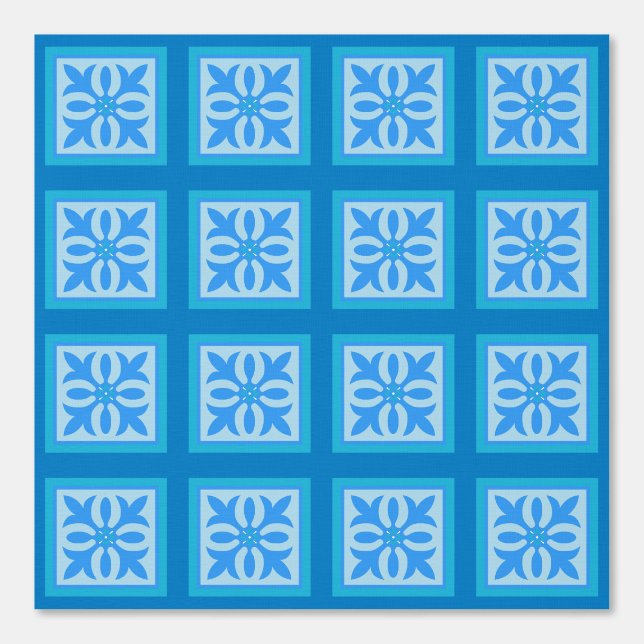 Papier Peint feuillage TIled en bleu et vert (Recto)