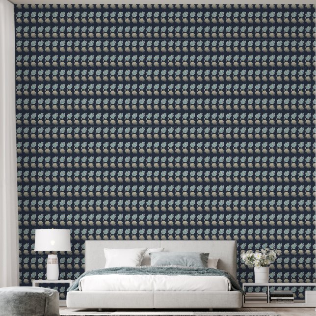 Papier Peint Feuille bleue (Chambre à coucher)