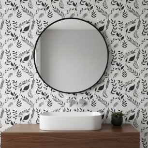 Papier Peint Feuille botanique moderne Motif blanc