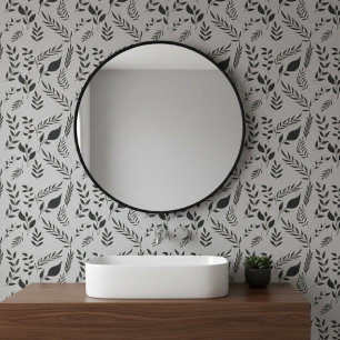 Papier Peint Feuille botanique moderne Motif gris clair