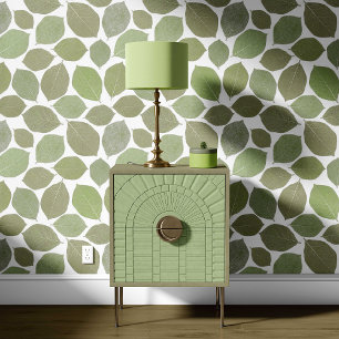 Papier Peint Feuille de magnolia Olive Sage Vert Blanc