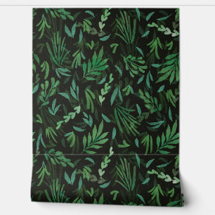 Papier Peint Feuilles botaniques vert foncé Peel and Stick Mood