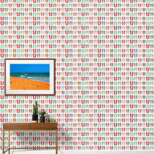 Papier Peint Feuilles colorées Sandales d'été Motifs