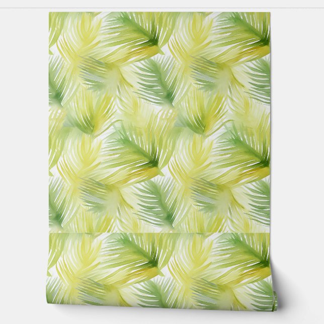 Papier Peint Feuilles d'aquarelle tropicale (Déroulement)
