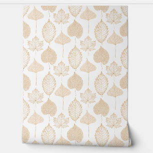 Papier Peint Feuilles de automne blanc beige