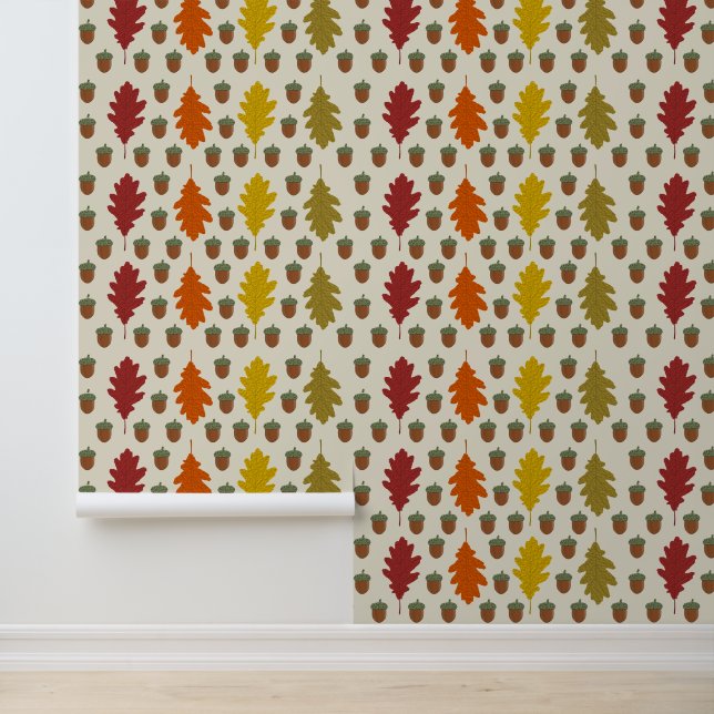 Papier Peint Feuilles de chêne et Acorns automne modèle automne (Application)