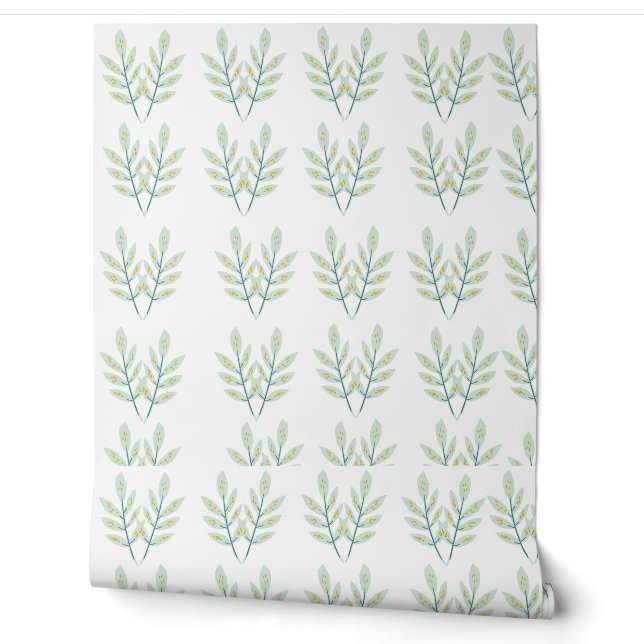 Papier Peint Feuilles de eucalyptus vert motif botanique de la  (Déroulement)