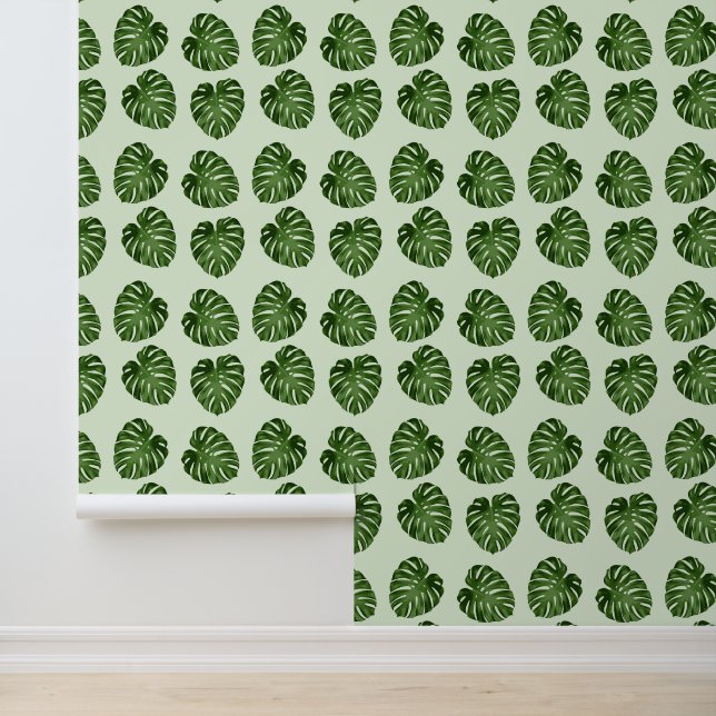 Papier Peint Feuilles de palmiers, Feuilles verts, Motif tropic (Application)