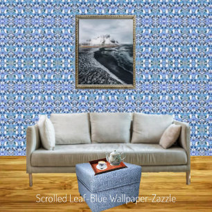 Papier Peint Feuilles défilées - Bleu