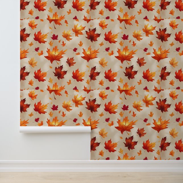 Papier Peint Feuilles d'érable de automne vibrant Peel et colle (Application)
