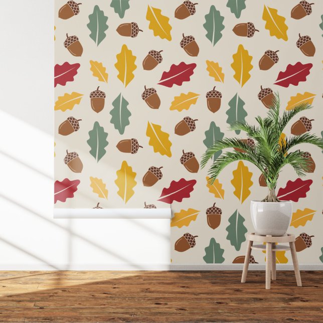 Papier Peint Feuilles d'maïs et d'automne (Acorn & Fall Leaves Wallpaper)