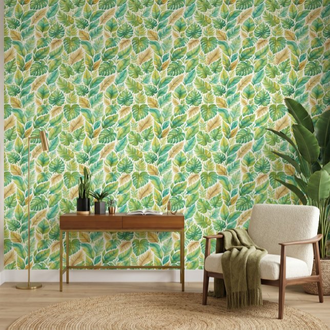 Papier Peint Feuilles élégantes de palmier tropical vert (Créateur téléchargé)