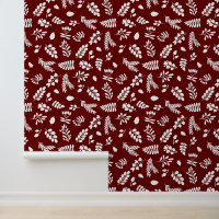 Feuilles et Berries Motif - Cranberry | Blanc