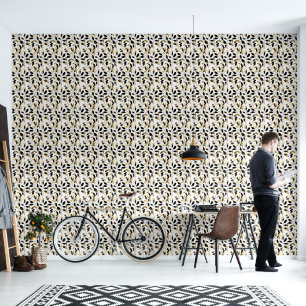 Papier Peint Feuilles noires et tans