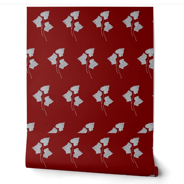 Papier Peint Feuilles Tombantes Cinnamon Rouge  (Déroulement)