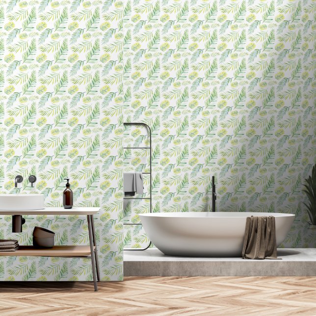 Papier Peint Feuilles verts délicieux (Salle de bain)