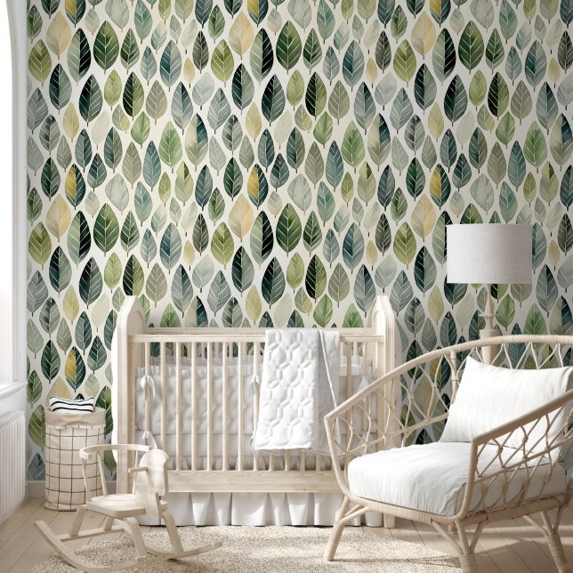 Papier Peint Feuilles verts simples (Enfants)