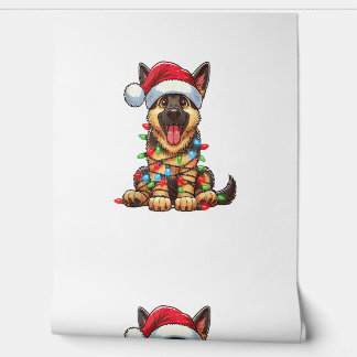 Papier Peint Feux de Noël du chien berger allemand Santa Hat Xm
