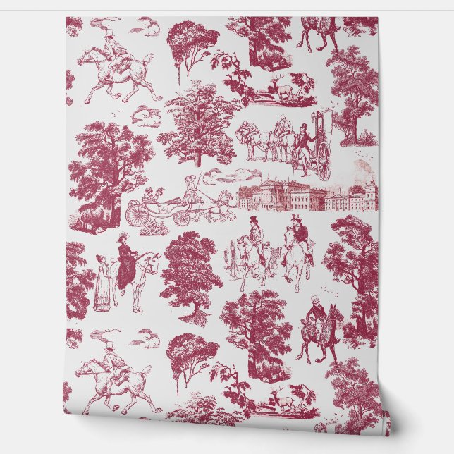 Papier Peint Fierté et préjugé Chevaux Toile Burgundy Grey (Déroulement)