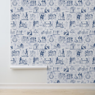 Papier Peint Fierté et préjugé Toile Bleu Blanc