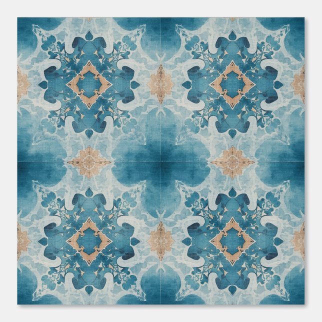 Papier Peint Filigue Aquarelle turquoise (Recto)