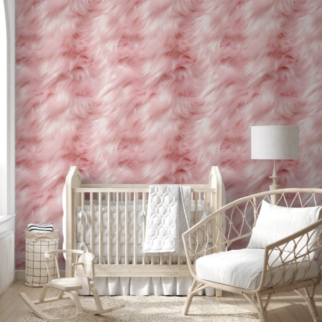 Papier Peint Fille Blush Rose Animal Faux Fur (image de fourrur (Enfants)