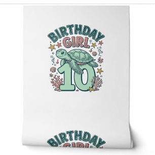 Papier Peint Fille d'anniversaire 10 Tortue de mer Gravure vint