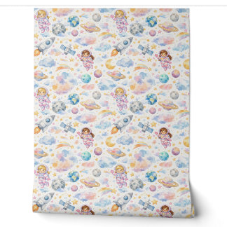 Papier peint Filles de l'espace pastel