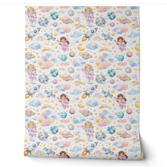 Papier peint Filles de l'espace pastel  (Déroulement)