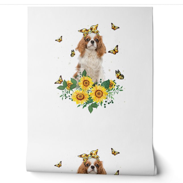 Papier Peint Filles Femmes Maman Cavalier King Charles Spaniel  (Déroulement)