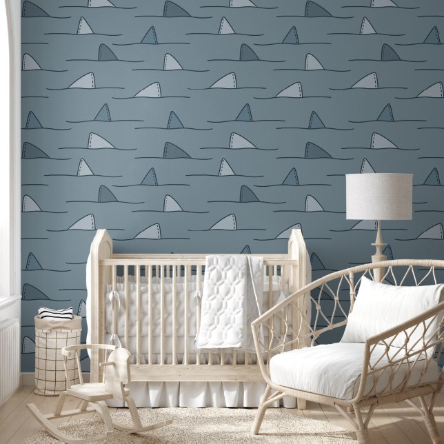 Papier peint fin requin bleu (Enfants)