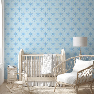 Papier Peint Flammes de neige bleues sur Blue Nursery