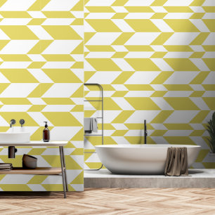Papier Peint Flèche à deux tons en gras Chevron rayé jaune blan