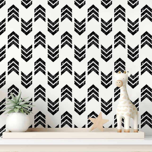 Papier Peint Flèche Chevron Noir & Blanc (Créateur téléchargé)