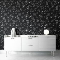 Fleur blanche noire motif botanique florale foncée