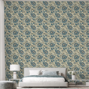 Papier Peint Fleur Bleue Bohème Vintage