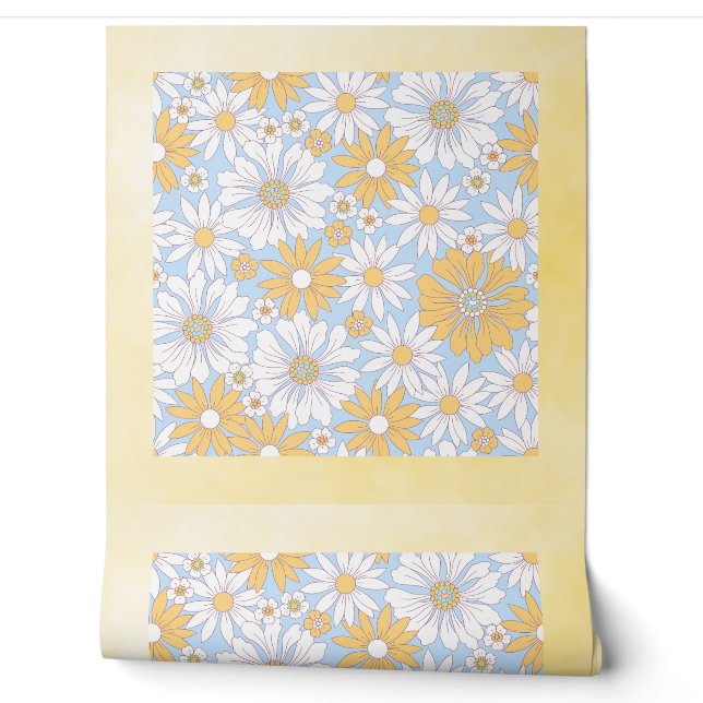 Papier Peint Fleur d'art de pays jaune (Déroulement)