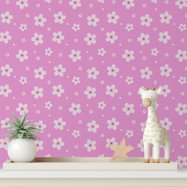 Papier Peint Fleur de cerisier rose décollement et collage (Créateur téléchargé)